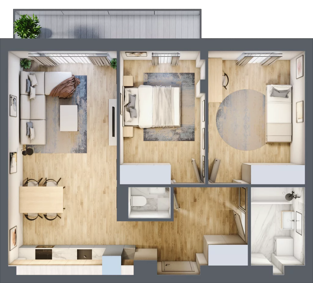 3 pokoje, apartament 61,69 m², piętro 2, oferta nr G13, Piano Park bud. G, Suwałki, Czarnoziem, ul. Witolda "Rotmistrza" Pileckiego
