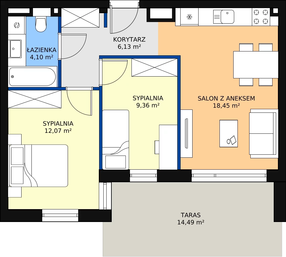 Zalety apartamentu 50.11 m², G64