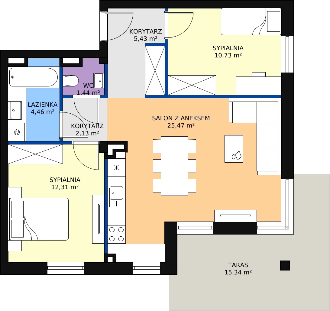 Zalety apartamentu 61.97 m², G43