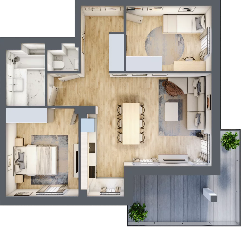 3 pokoje, apartament 61,97 m², piętro 1, oferta nr G43, Piano Park bud. G, Suwałki, Czarnoziem, ul. Witolda "Rotmistrza" Pileckiego