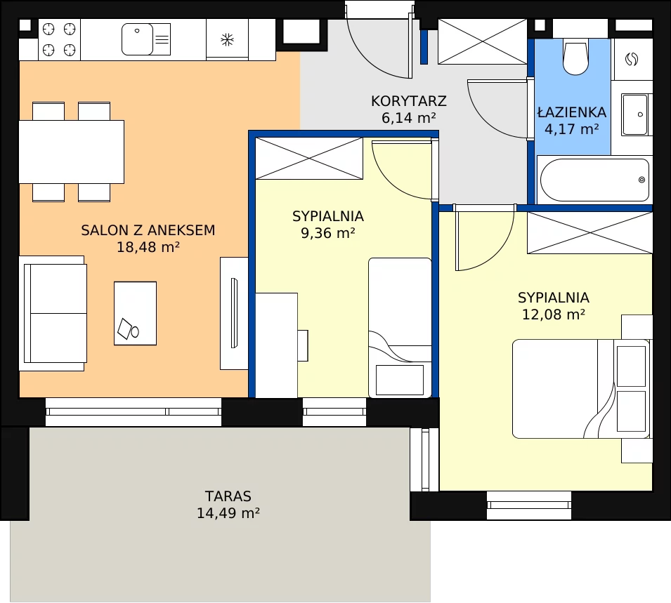 Zalety apartamentu 50.23 m², G46