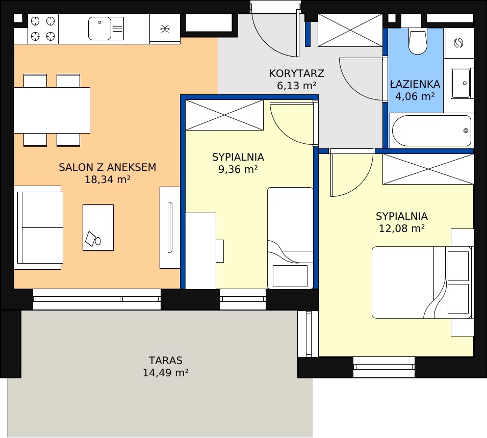 Zalety apartamentu 49.97 m², G66