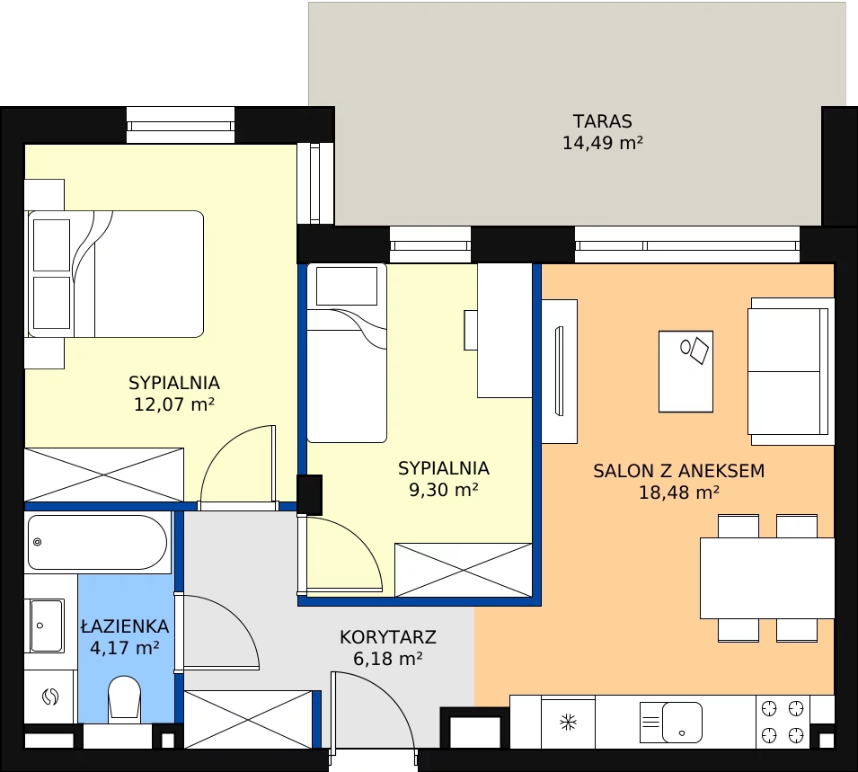 Zalety apartamentu 50.2 m², G51