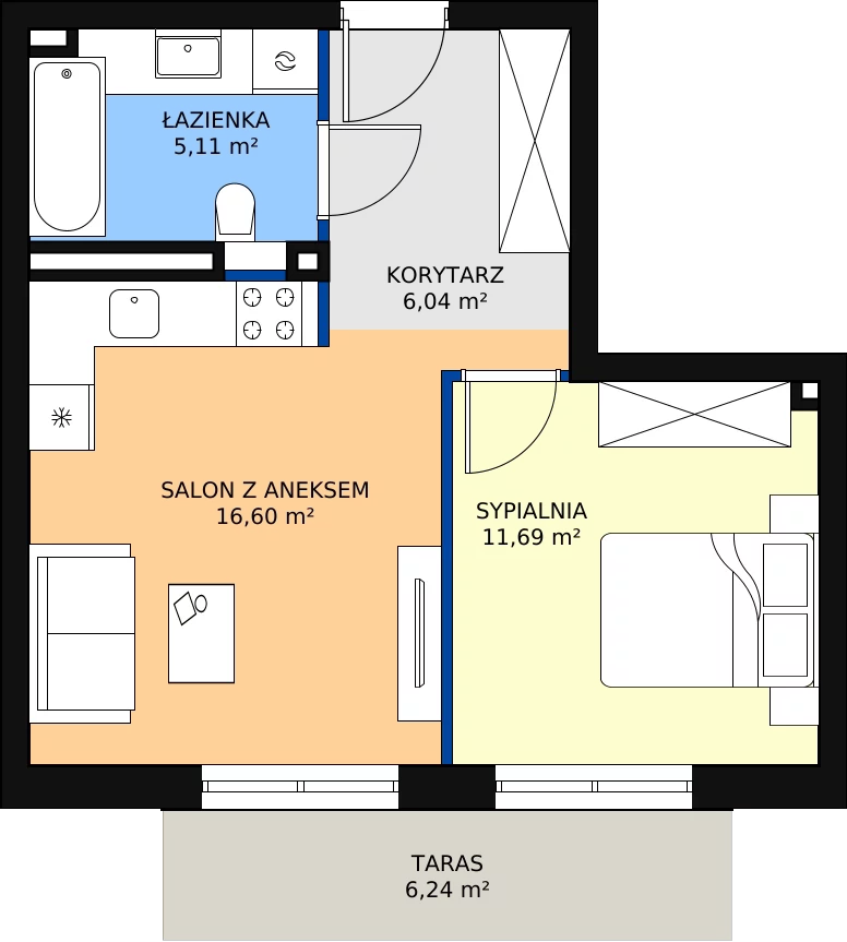 Zalety apartamentu 39.44 m², G55