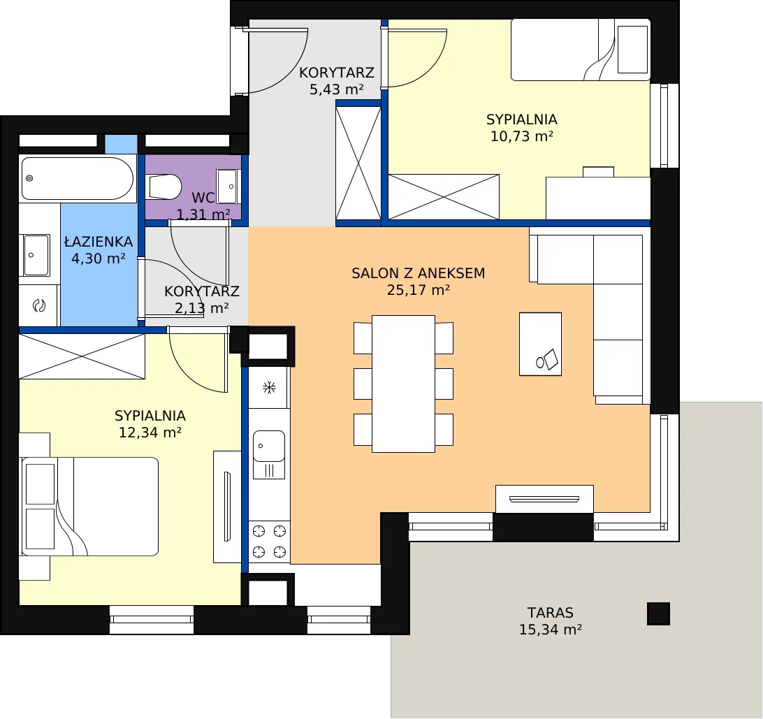 Zalety apartamentu 61.41 m², G73