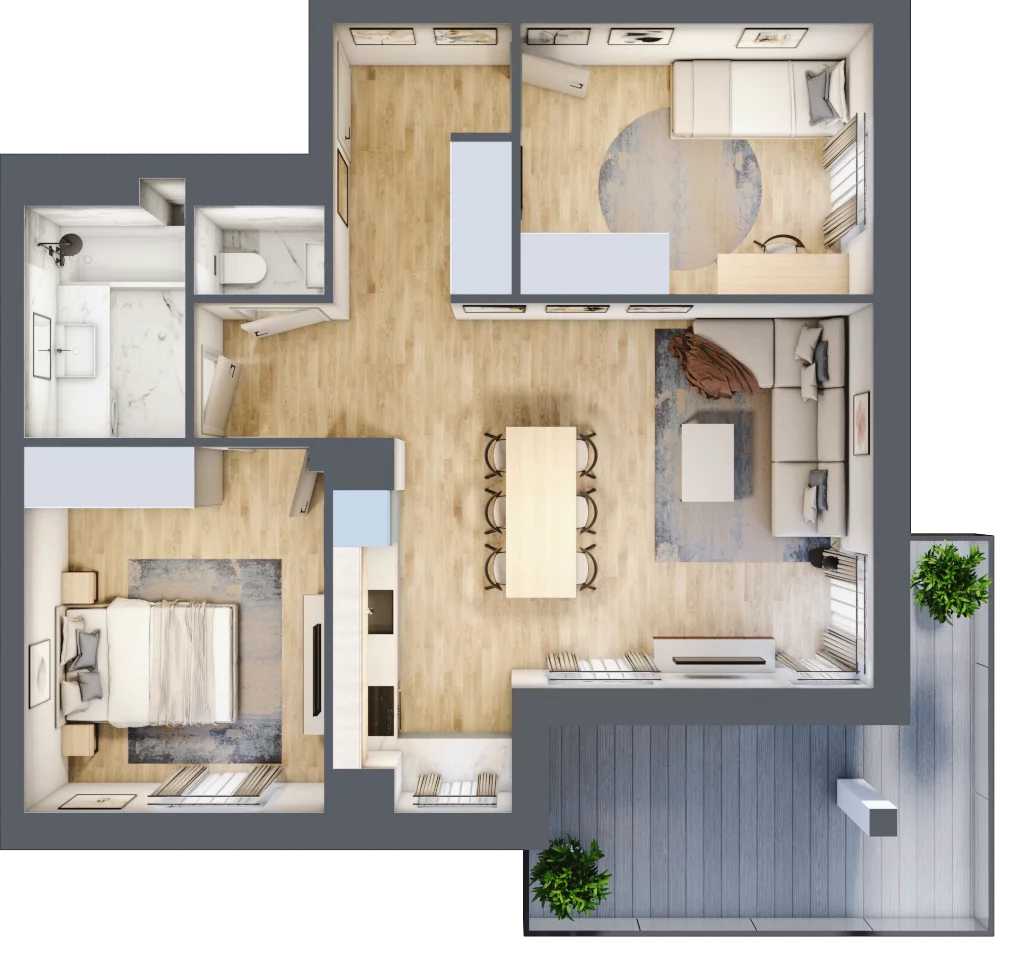 3 pokoje, apartament 61,41 m², piętro 4, oferta nr G73, Piano Park bud. G, Suwałki, Czarnoziem, ul. Witolda "Rotmistrza" Pileckiego