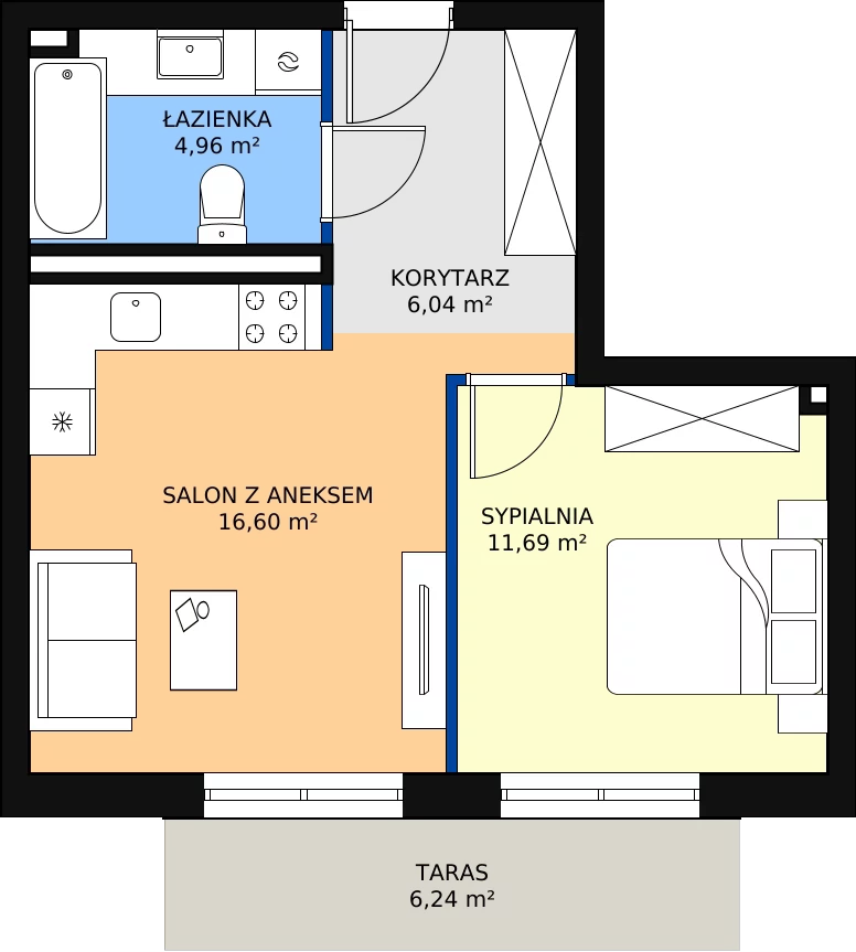 Zalety apartamentu 39.29 m², G65