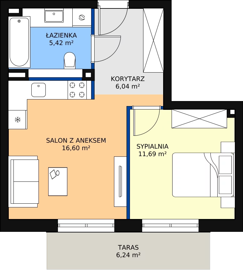 Zalety apartamentu 39.75 m², G35