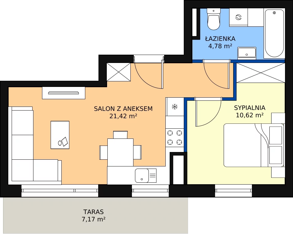 Zalety apartamentu 36.82 m², G20