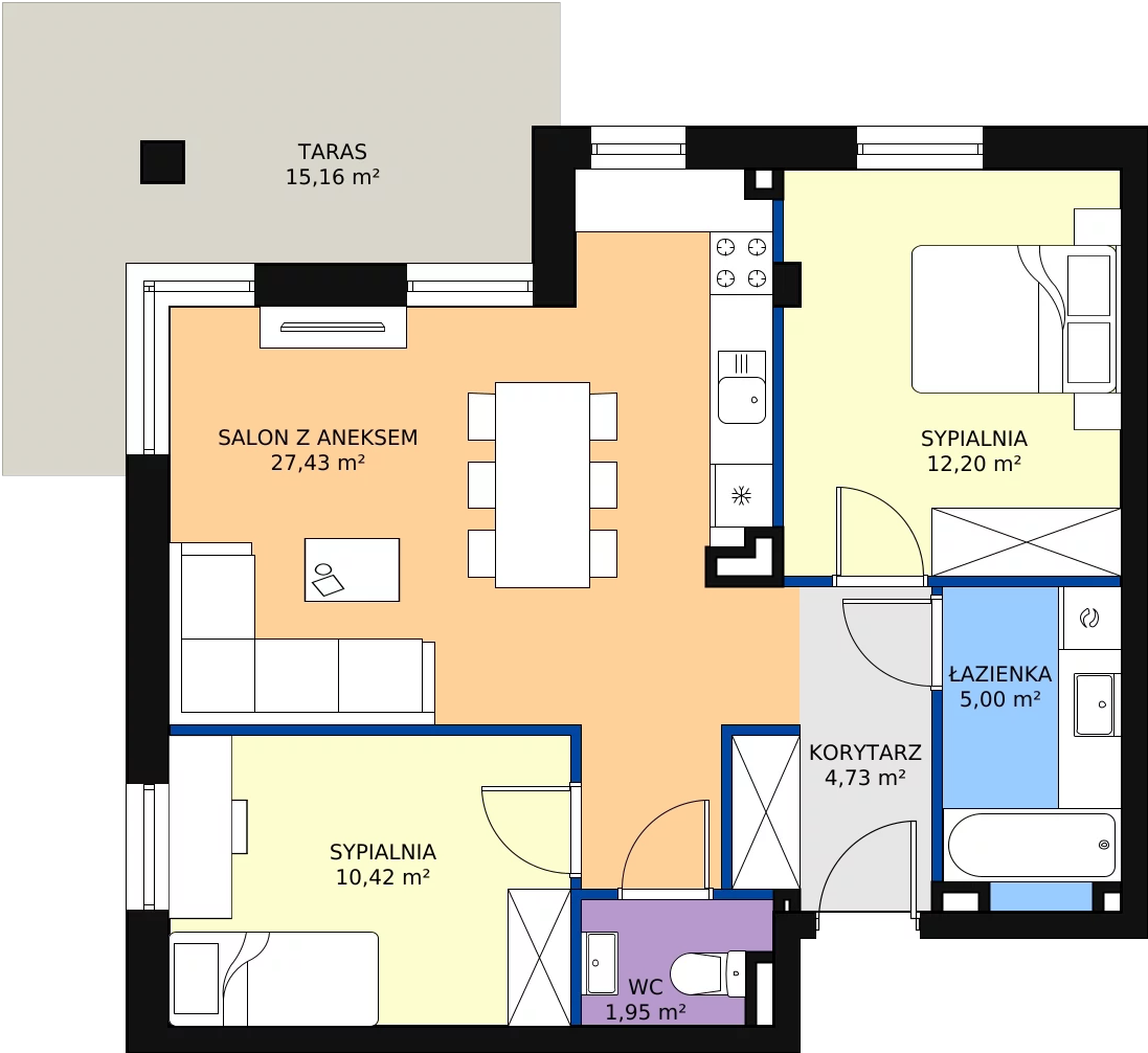 Zalety apartamentu 61.73 m², G7