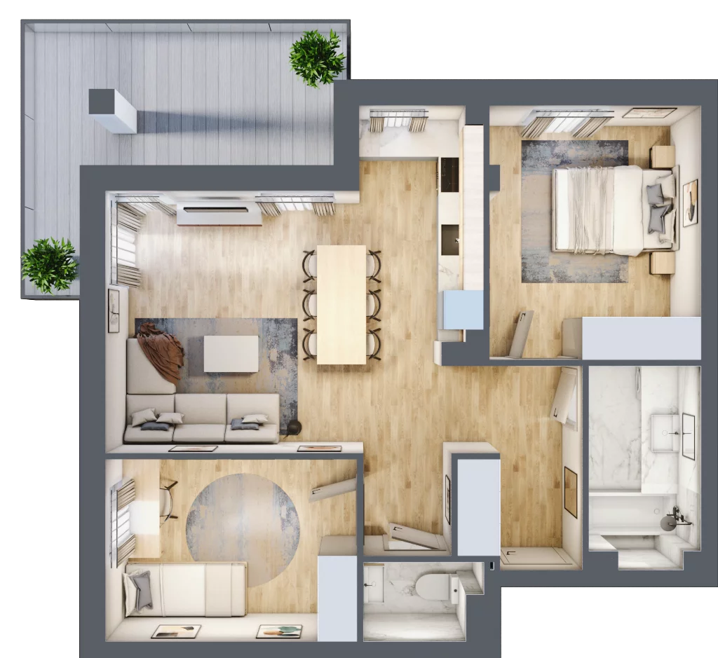 3 pokoje, apartament 61,73 m², piętro 1, oferta nr G7, Piano Park bud. G, Suwałki, Czarnoziem, ul. Witolda "Rotmistrza" Pileckiego