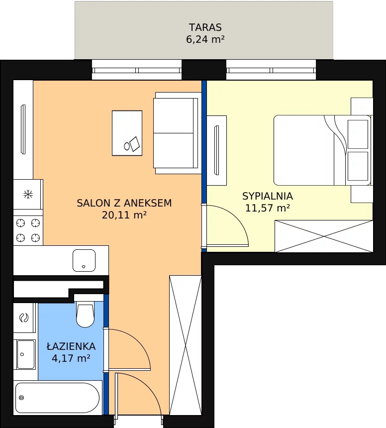 Zalety apartamentu 35.85 m², G60