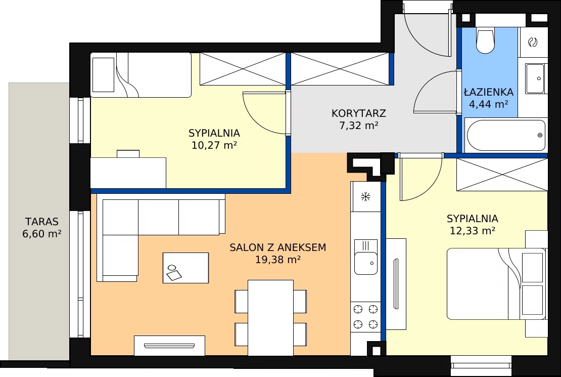 Zalety apartamentu 53.74 m², G37