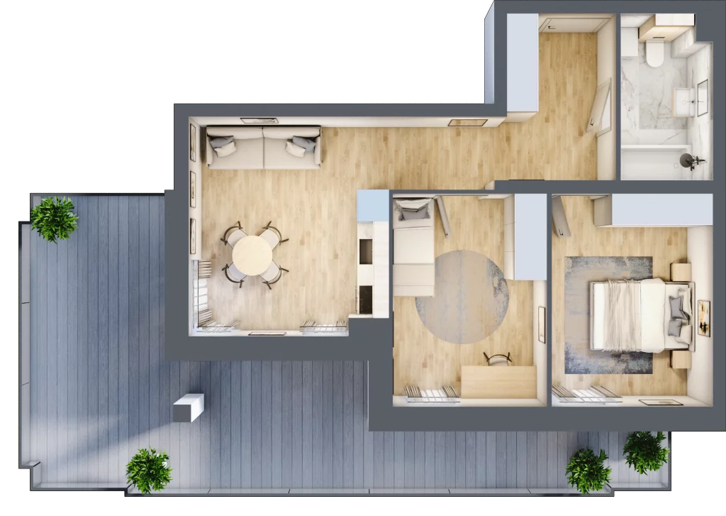 3 pokoje, apartament 53,34 m², parter, oferta nr 1, Villa Park C - Apartamenty Augustów, Augustów, ul. Wypoczynkowa