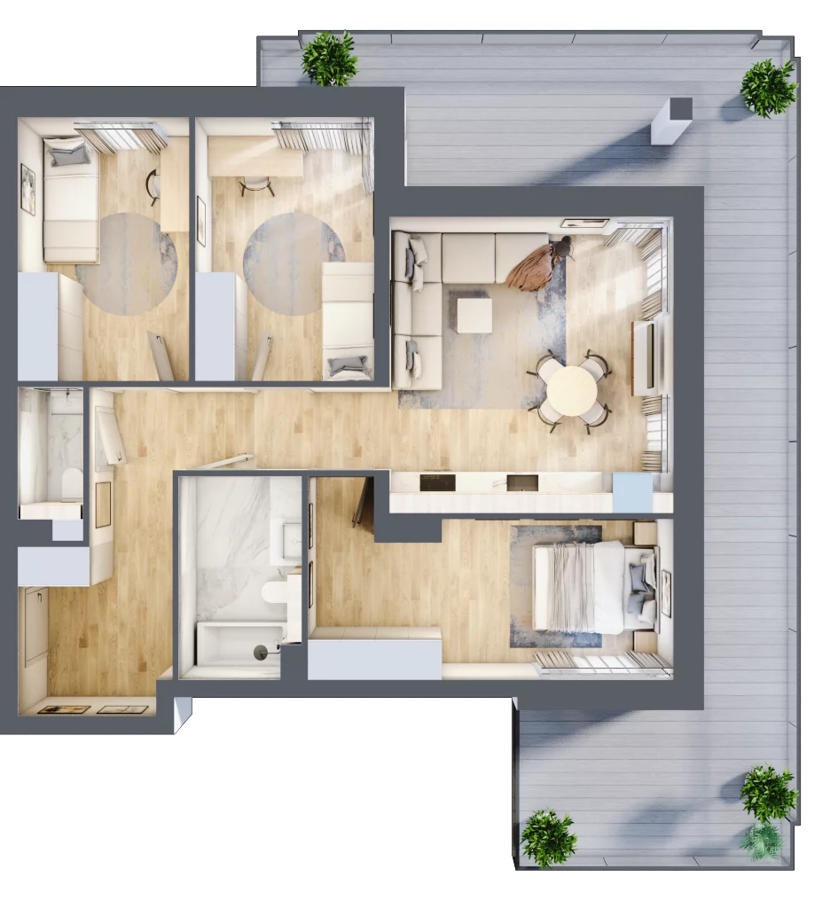4 pokoje, apartament 72,79 m², parter, oferta nr 5, Villa Park C - Apartamenty Augustów, Augustów, ul. Wypoczynkowa