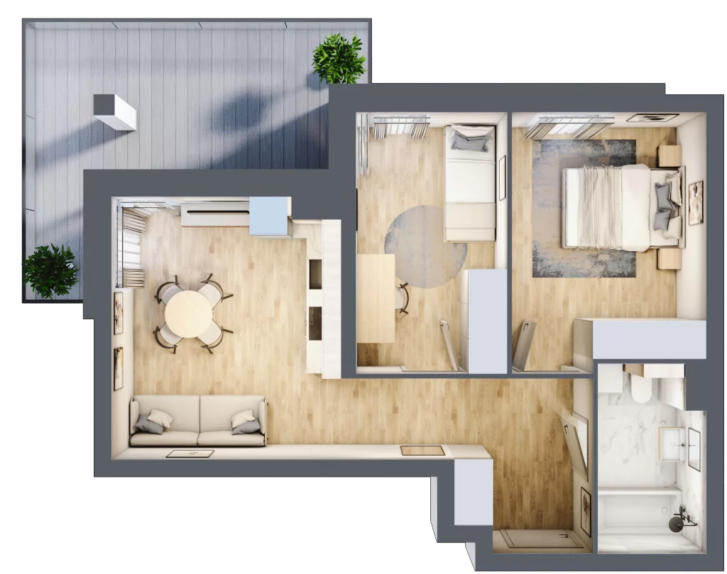 3 pokoje, apartament 48,51 m², piętro 1, oferta nr 9, Villa Park C - Apartamenty Augustów, Augustów, ul. Wypoczynkowa