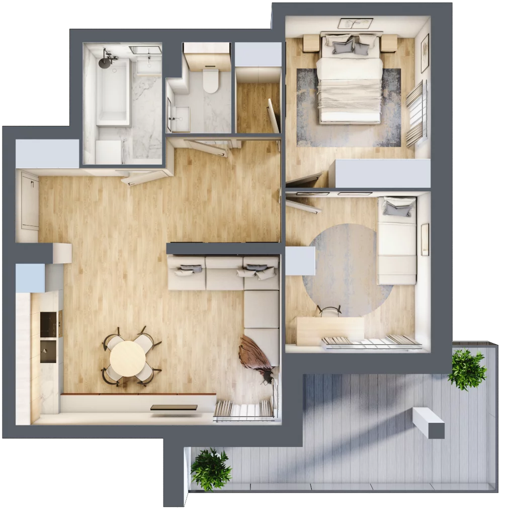 3 pokoje, apartament 59,41 m², piętro 2, oferta nr 19, Villa Park C - Apartamenty Augustów, Augustów, ul. Wypoczynkowa