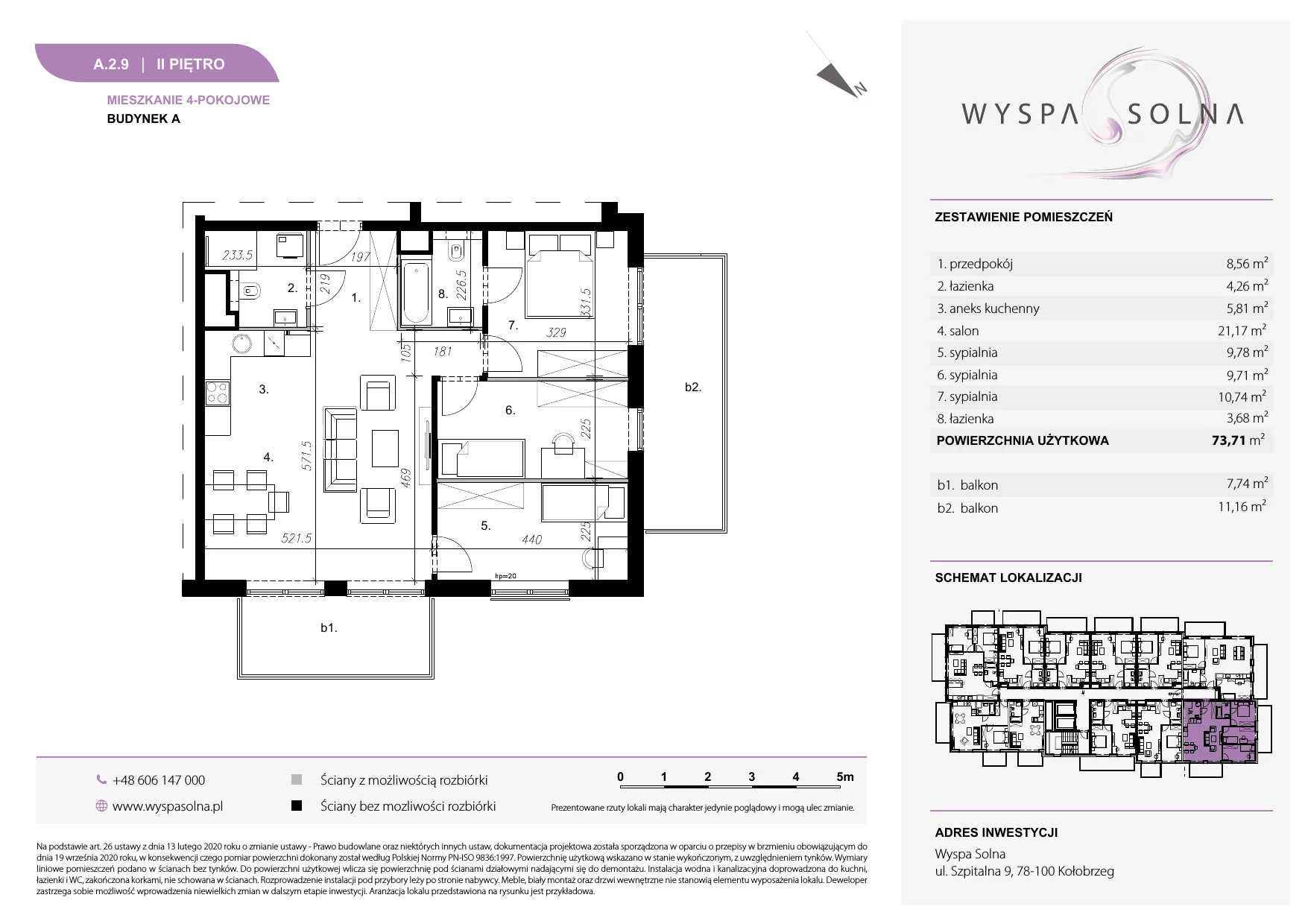 4 pokoje, apartament 73,71 m², piętro 2, oferta nr A.2.9, Wyspa Solna, Kołobrzeg, Osiedle Nr 3, Wyspa Solna, ul. Szpitalna 9