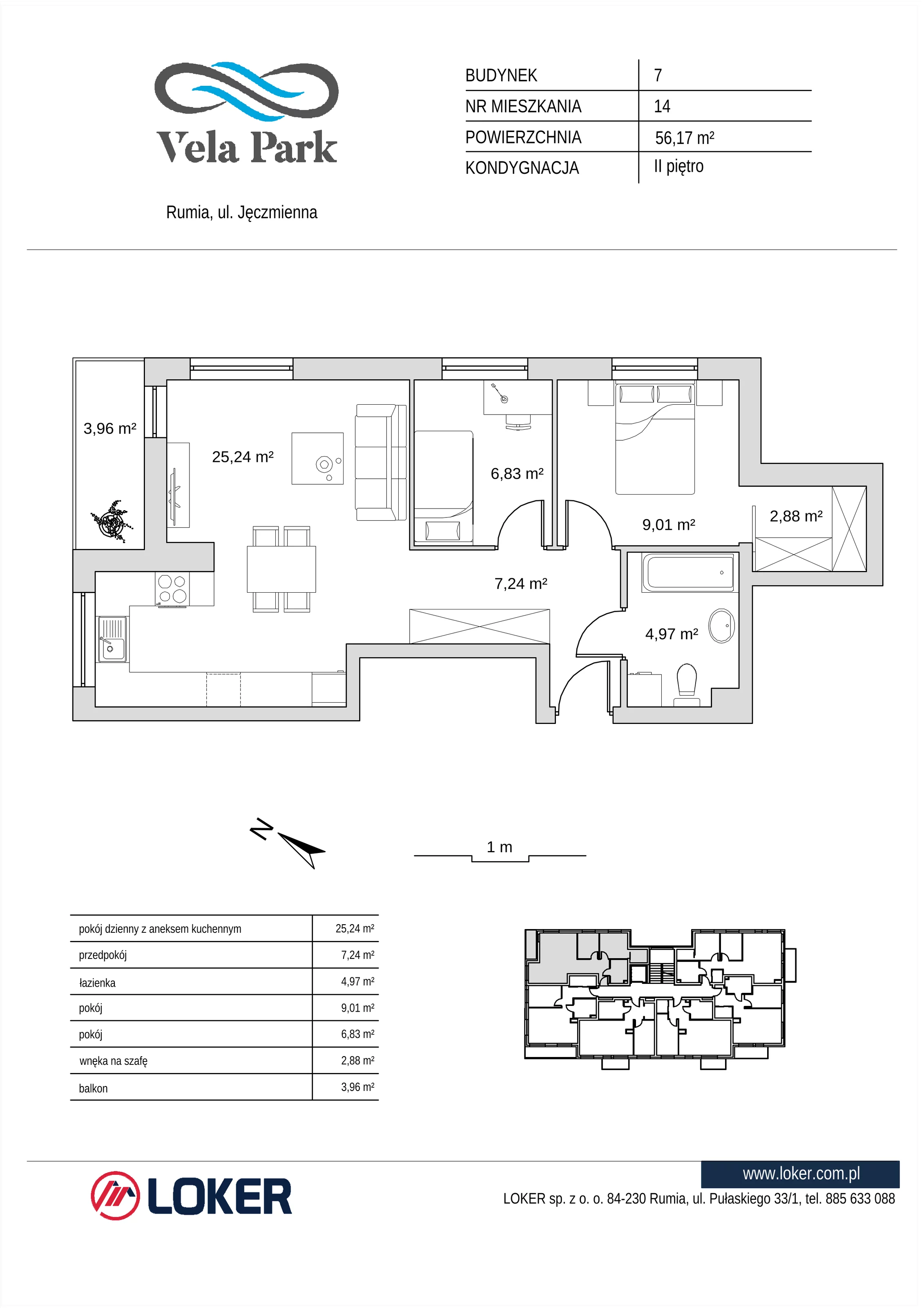 3 pokoje, mieszkanie 56,17 m², piętro 2, oferta nr 7_14, Vela Park Budynek 7-8, Rumia, Biała Rzeka, ul. Jęczmienna