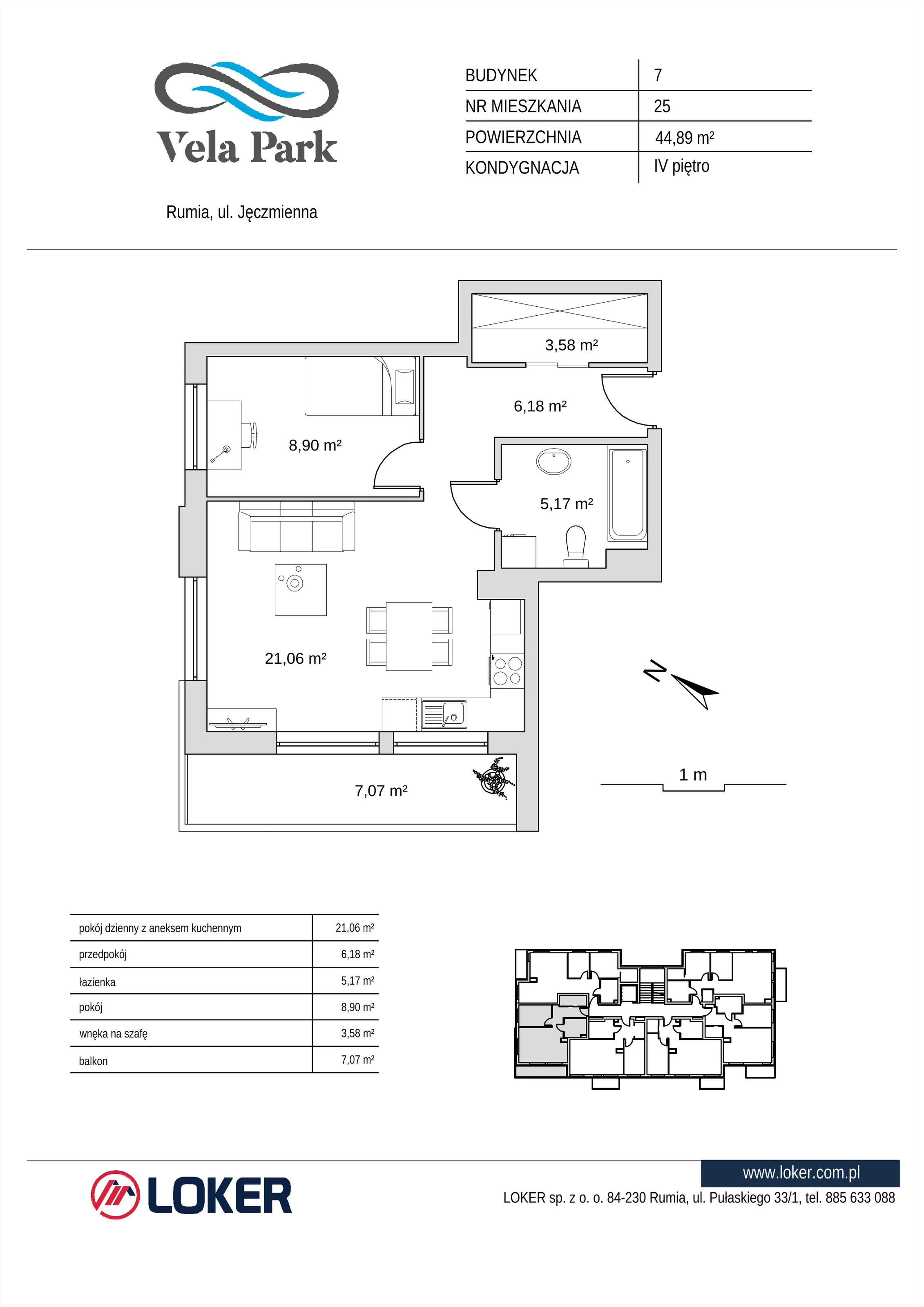 2 pokoje, mieszkanie 44,89 m², piętro 4, oferta nr 7_25, Vela Park Budynek 7-8, Rumia, Biała Rzeka, ul. Jęczmienna