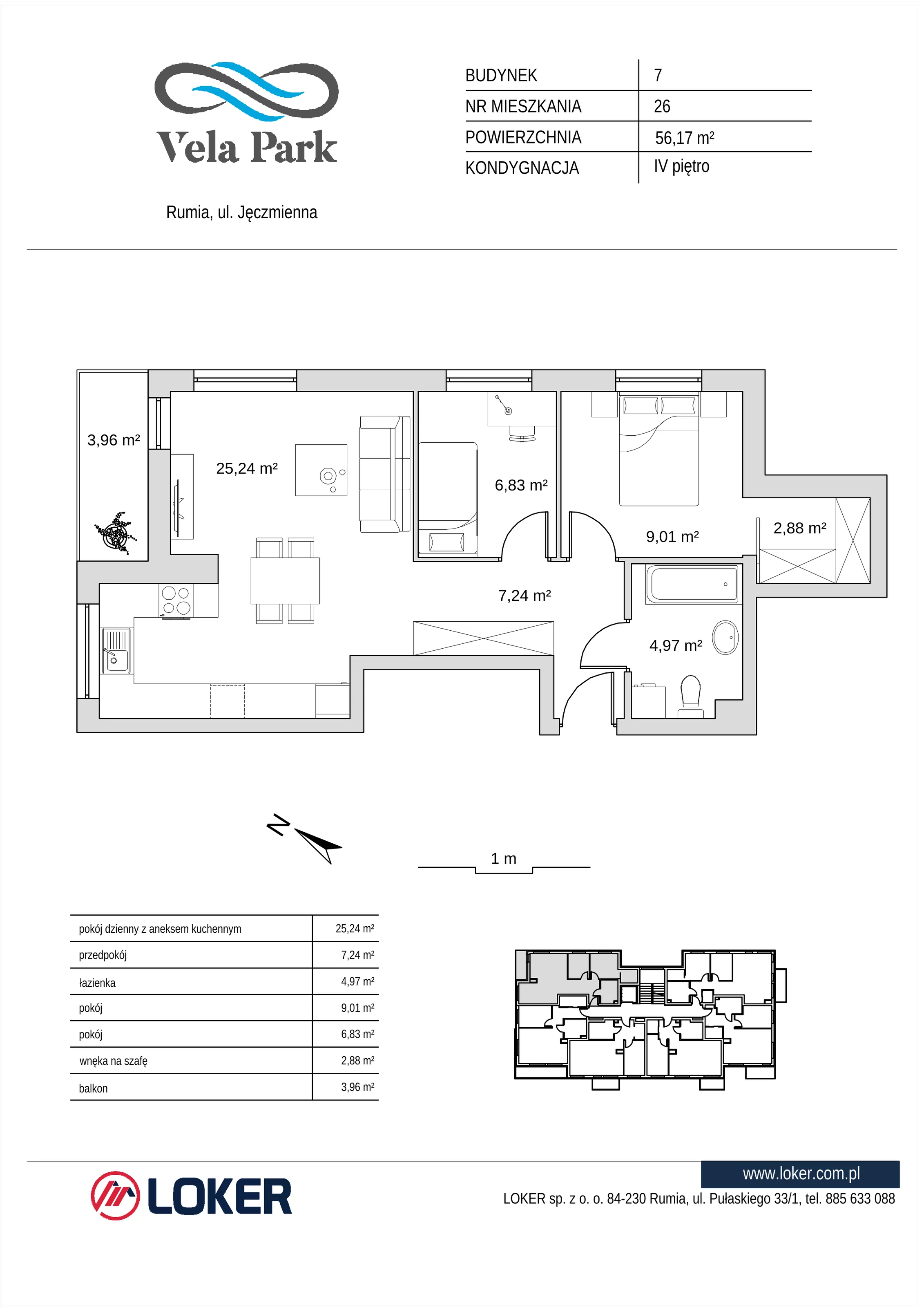 3 pokoje, mieszkanie 56,17 m², piętro 4, oferta nr 7_26, Vela Park Budynek 7-8, Rumia, Biała Rzeka, ul. Jęczmienna