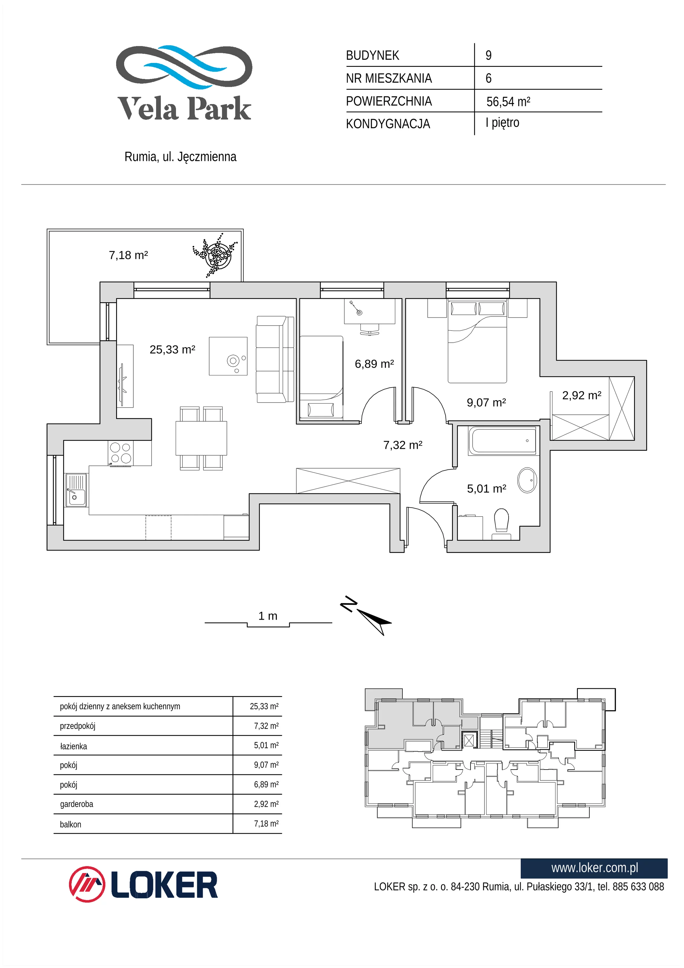 Mieszkanie 56,54 m², piętro 1, oferta nr 9_6, Vela Park, Rumia, Biała Rzeka, ul. Jęczmienna