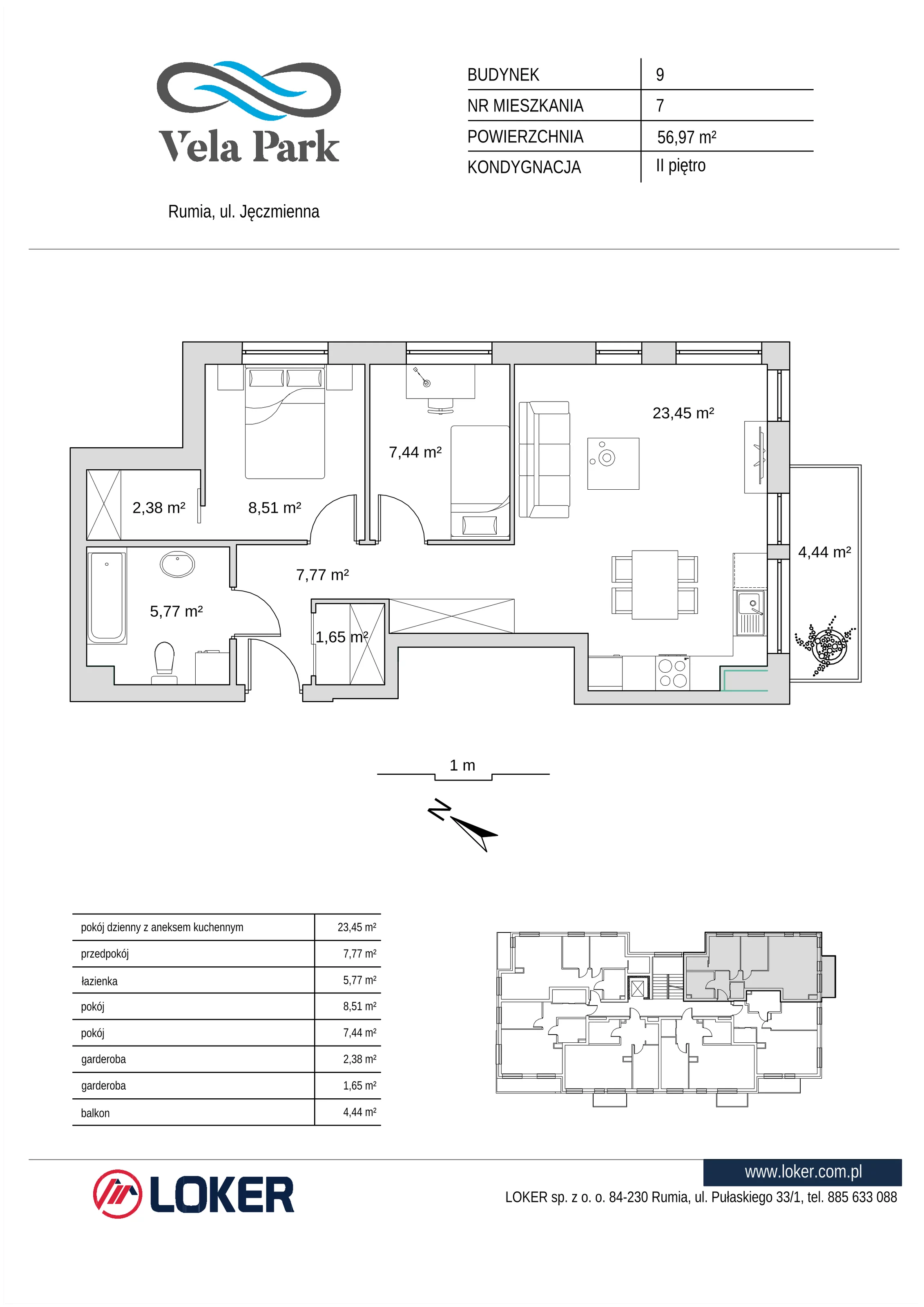 Mieszkanie 56,97 m², piętro 2, oferta nr 9_7, Vela Park, Rumia, Biała Rzeka, ul. Jęczmienna