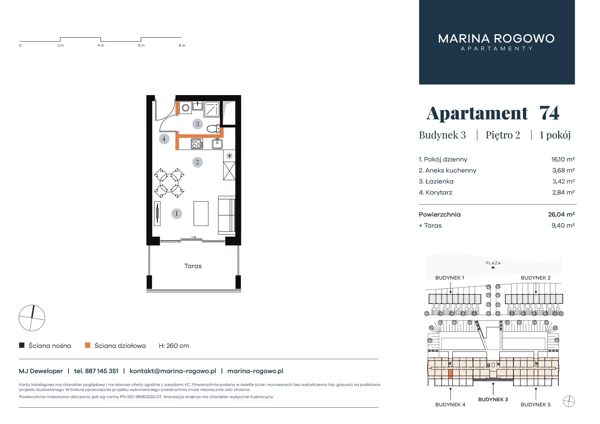 Apartament 26,04 m², piętro 2, oferta nr 74, Apartamenty Marina Rogowo, Rogowo, ul. Kołobrzeska