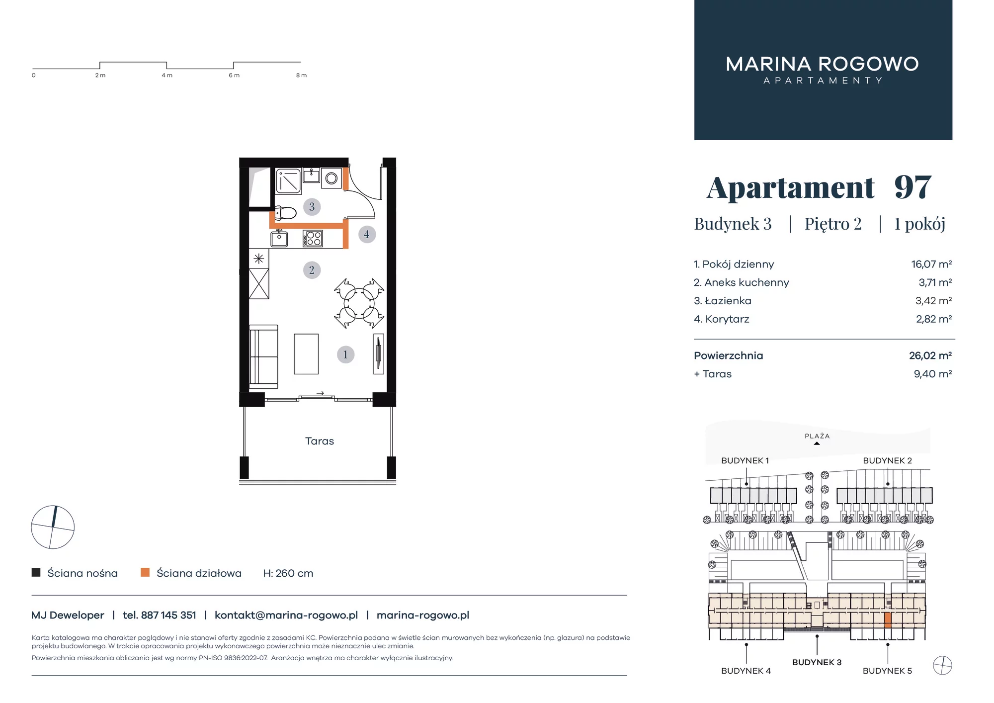 Apartament 26,02 m², piętro 2, oferta nr 97, Apartamenty Marina Rogowo, Rogowo, ul. Kołobrzeska