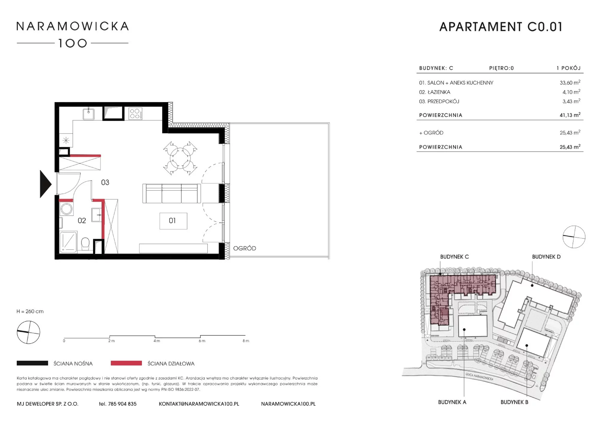 Mieszkanie 41,13 m², parter, oferta nr C 0.01, Naramowicka 100, Poznań, Winogrady, Winogrady, ul. Naramowicka 100