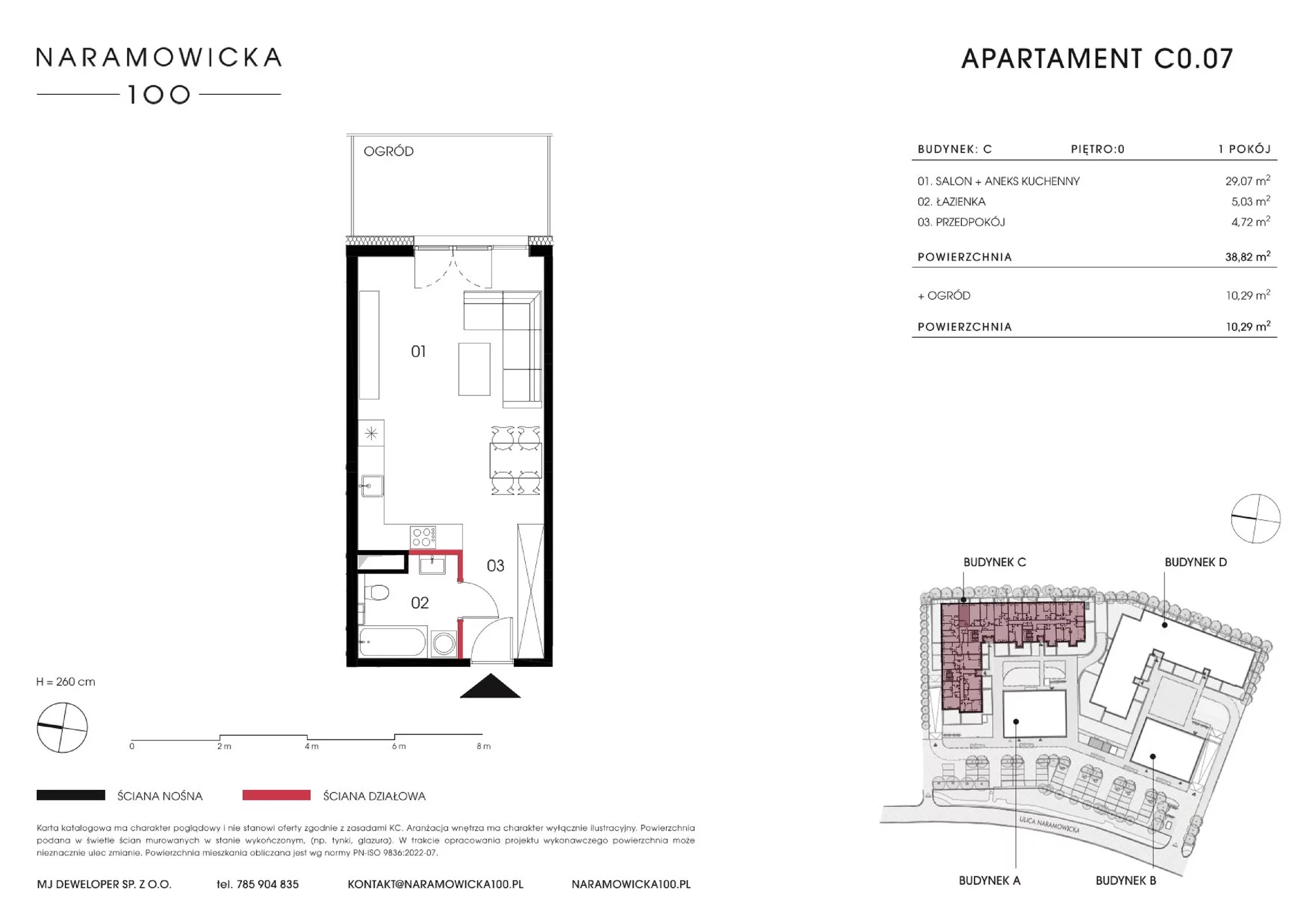 Mieszkanie 38,82 m², parter, oferta nr C 0.07, Naramowicka 100, Poznań, Winogrady, Winogrady, ul. Naramowicka 100