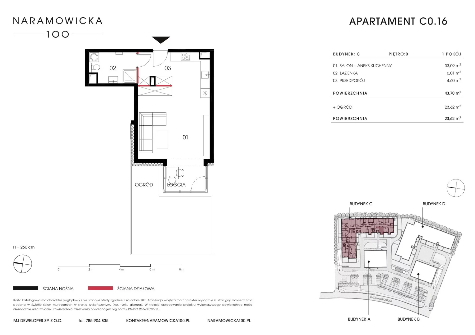 Mieszkanie 43,70 m², parter, oferta nr C 0.16, Naramowicka 100, Poznań, Winogrady, Winogrady, ul. Naramowicka 100-idx