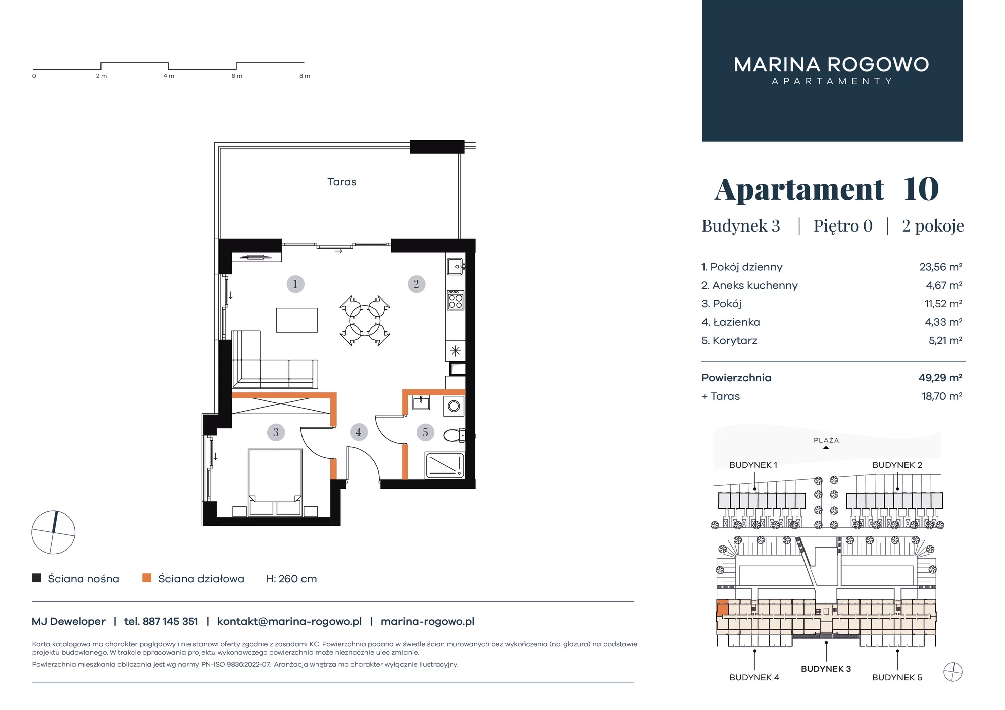 Apartament 49,29 m², parter, oferta nr 10, Apartamenty Marina Rogowo, Rogowo, ul. Kołobrzeska-idx