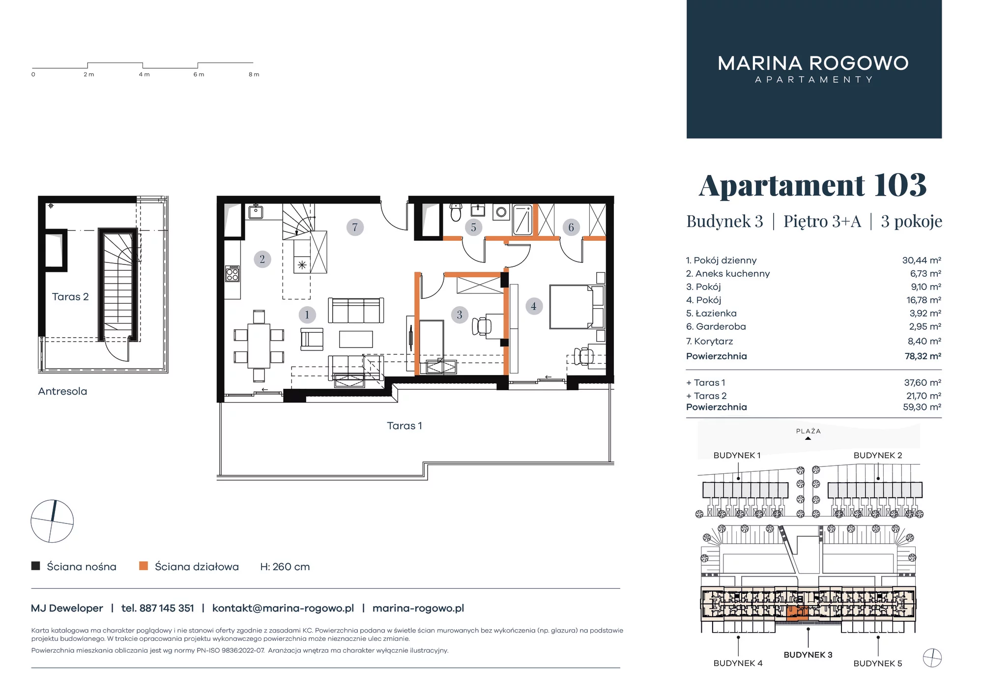 Apartament 78,32 m², piętro 3, oferta nr 103, Apartamenty Marina Rogowo, Rogowo, ul. Kołobrzeska-idx