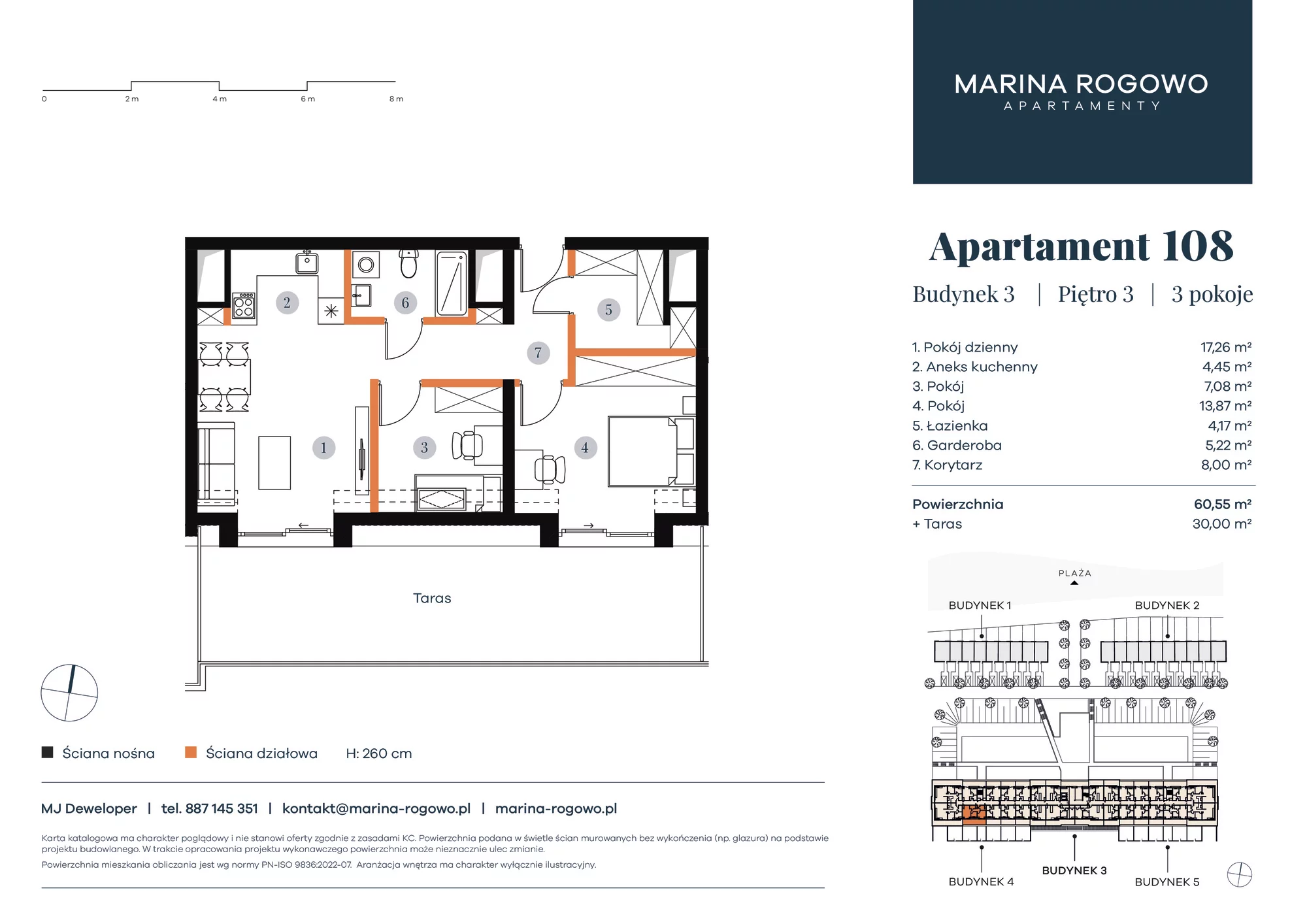 Apartament 60,05 m², piętro 3, oferta nr 108, Apartamenty Marina Rogowo, Rogowo, ul. Kołobrzeska-idx