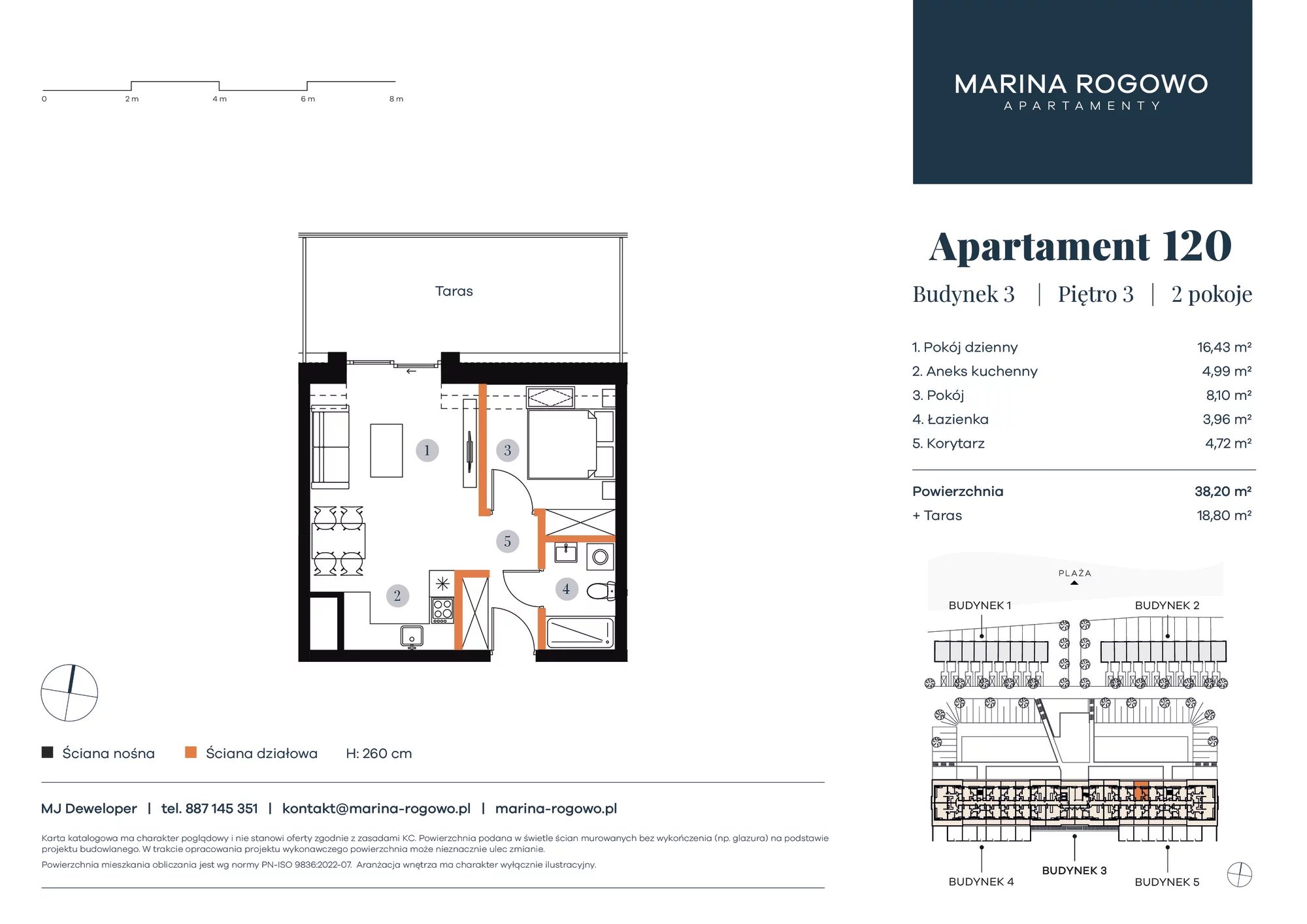 Apartament 38,20 m², piętro 3, oferta nr 120, Apartamenty Marina Rogowo, Rogowo, ul. Kołobrzeska