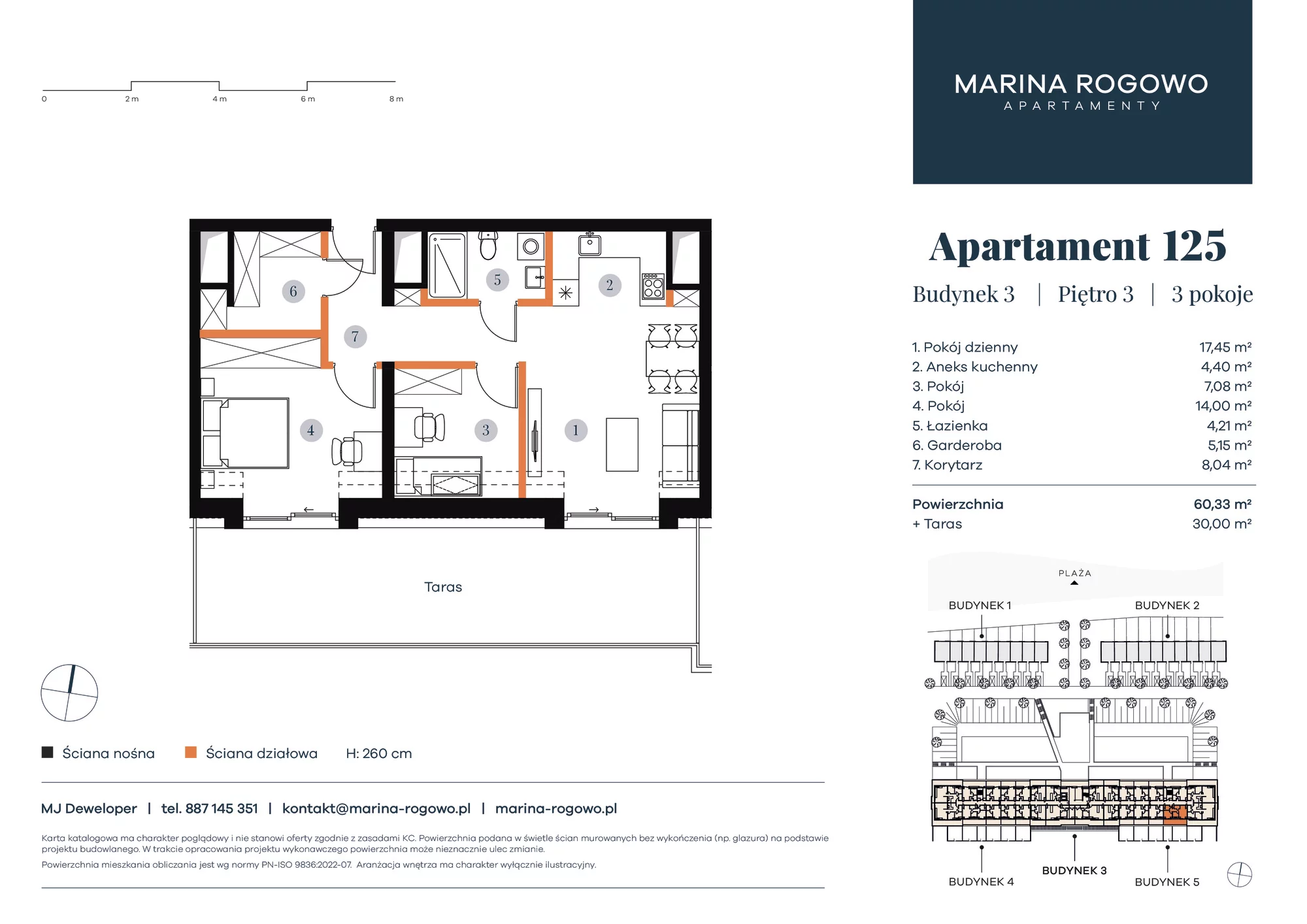 Apartament 60,33 m², piętro 3, oferta nr 125, Apartamenty Marina Rogowo, Rogowo, ul. Kołobrzeska-idx