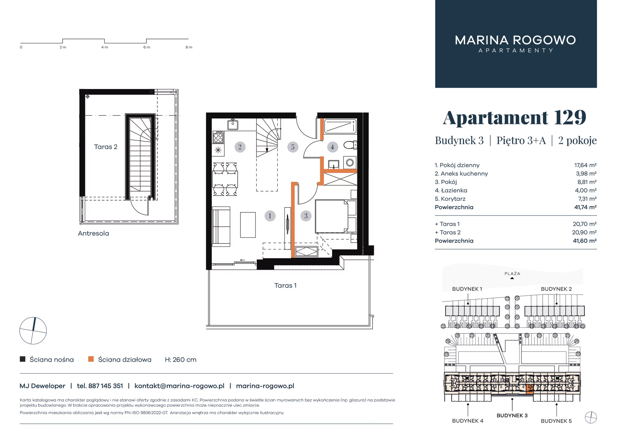 Apartament 41,74 m², piętro 3, oferta nr 129, Apartamenty Marina Rogowo, Rogowo, ul. Kołobrzeska