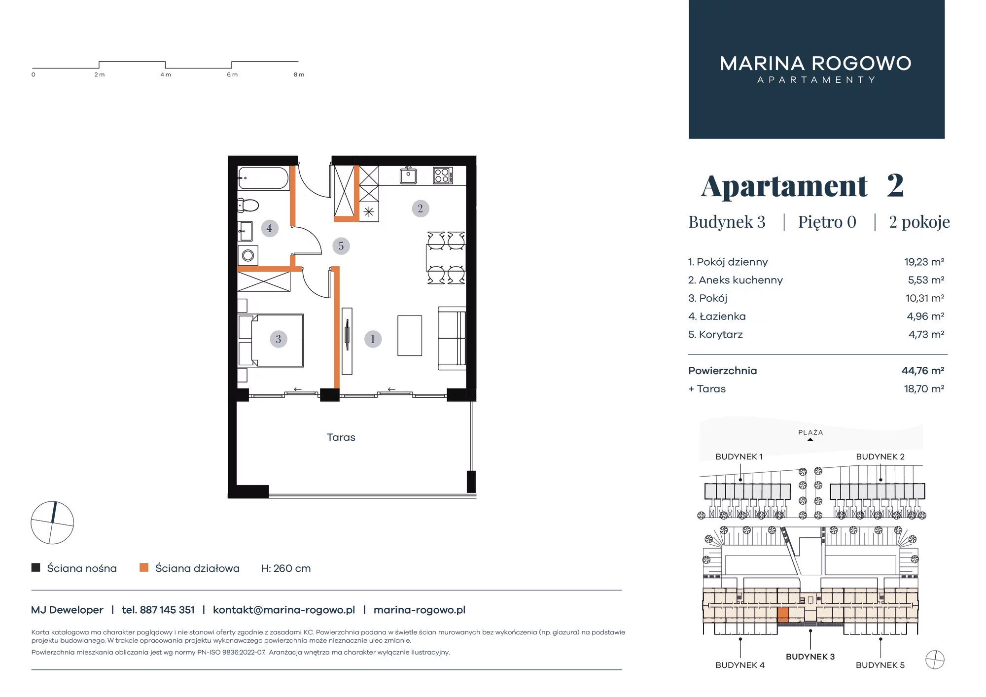 Apartament 44,76 m², parter, oferta nr 2, Apartamenty Marina Rogowo, Rogowo, ul. Kołobrzeska-idx