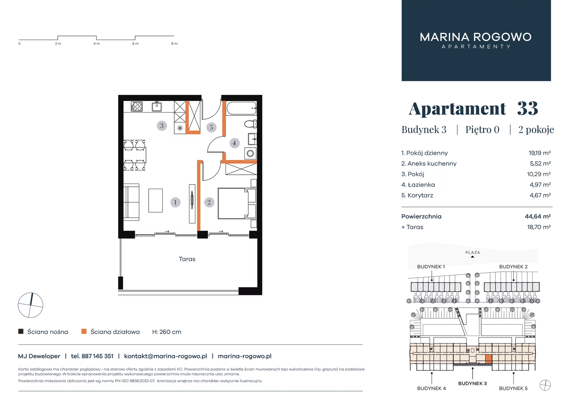 Apartament 44,64 m², parter, oferta nr 33, Apartamenty Marina Rogowo, Rogowo, ul. Kołobrzeska-idx