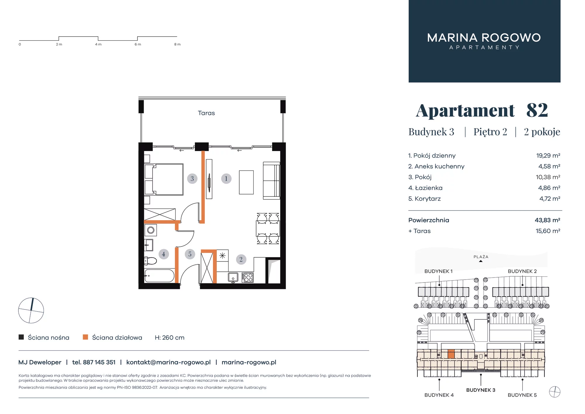 Apartament 43,83 m², piętro 2, oferta nr 82, Apartamenty Marina Rogowo, Rogowo, ul. Kołobrzeska