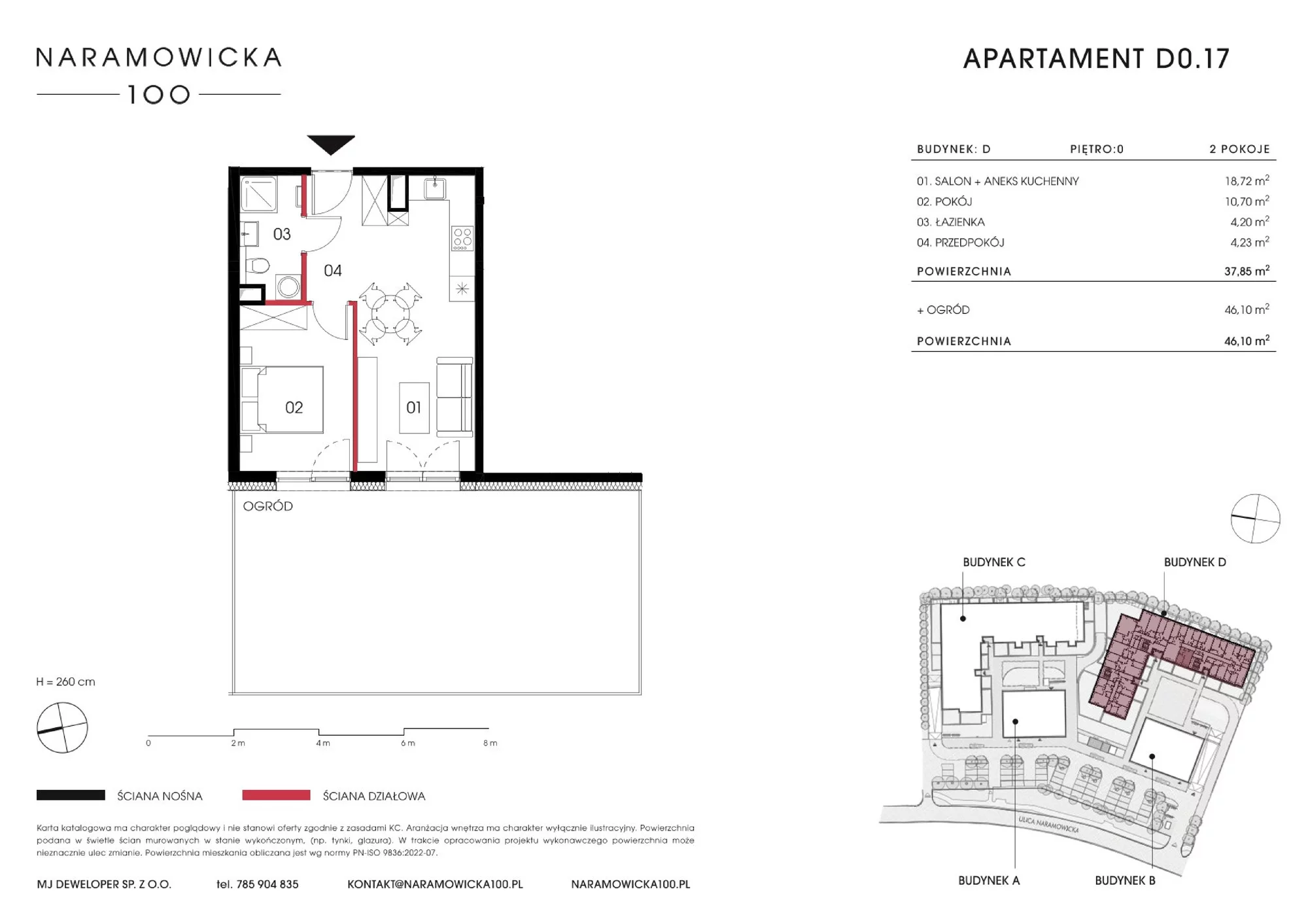 Mieszkanie 37,85 m², parter, oferta nr D 0.17, Naramowicka 100, Poznań, Winogrady, Winogrady, ul. Naramowicka 100