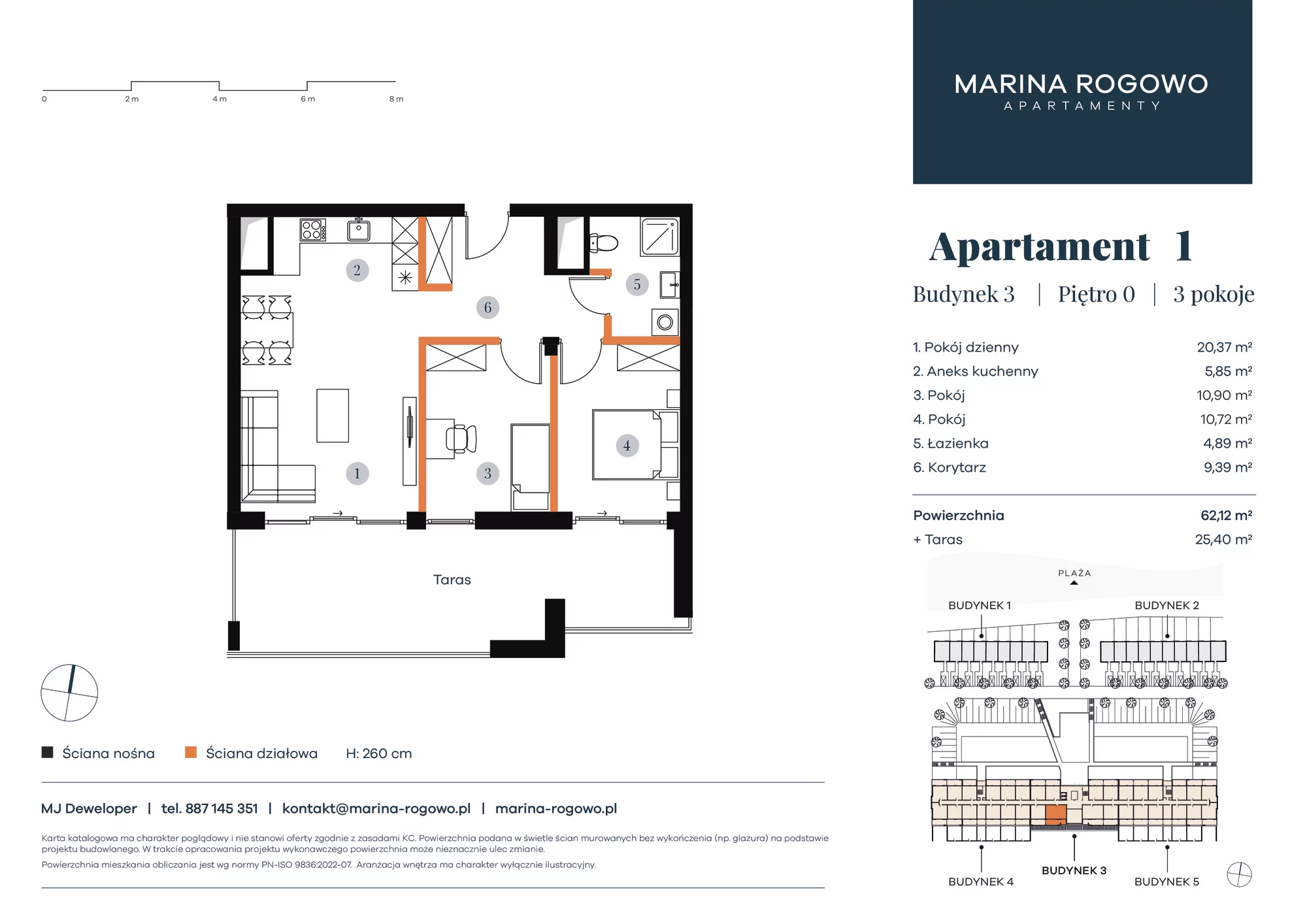 Apartament 62,12 m², parter, oferta nr 1, Apartamenty Marina Rogowo, Rogowo, ul. Kołobrzeska-idx