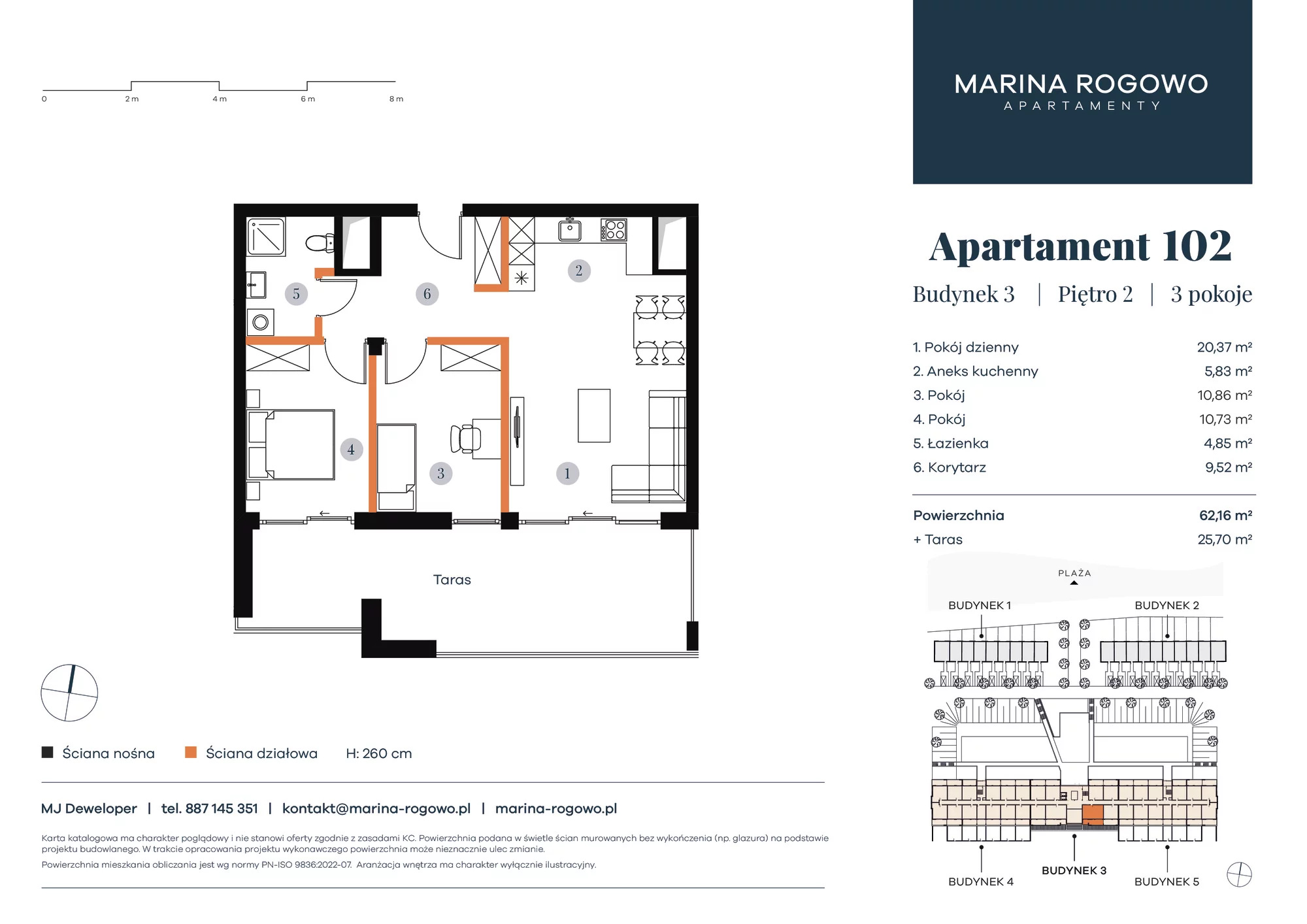 Apartament 62,16 m², piętro 2, oferta nr 102, Apartamenty Marina Rogowo, Rogowo, ul. Kołobrzeska-idx