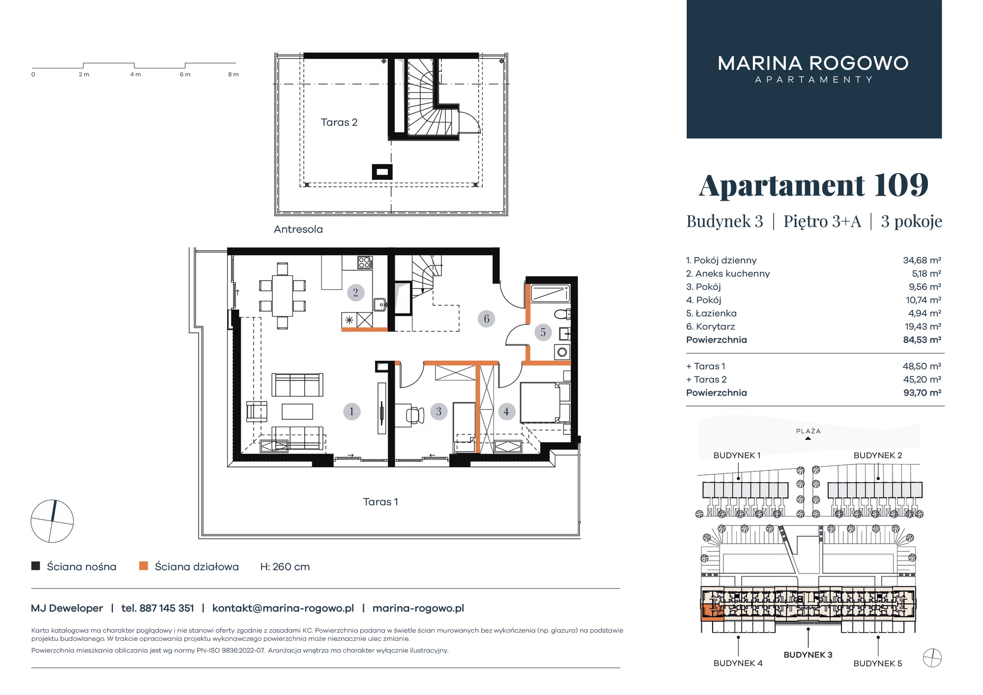 Apartament 84,53 m², piętro 3, oferta nr 109, Apartamenty Marina Rogowo, Rogowo, ul. Kołobrzeska-idx