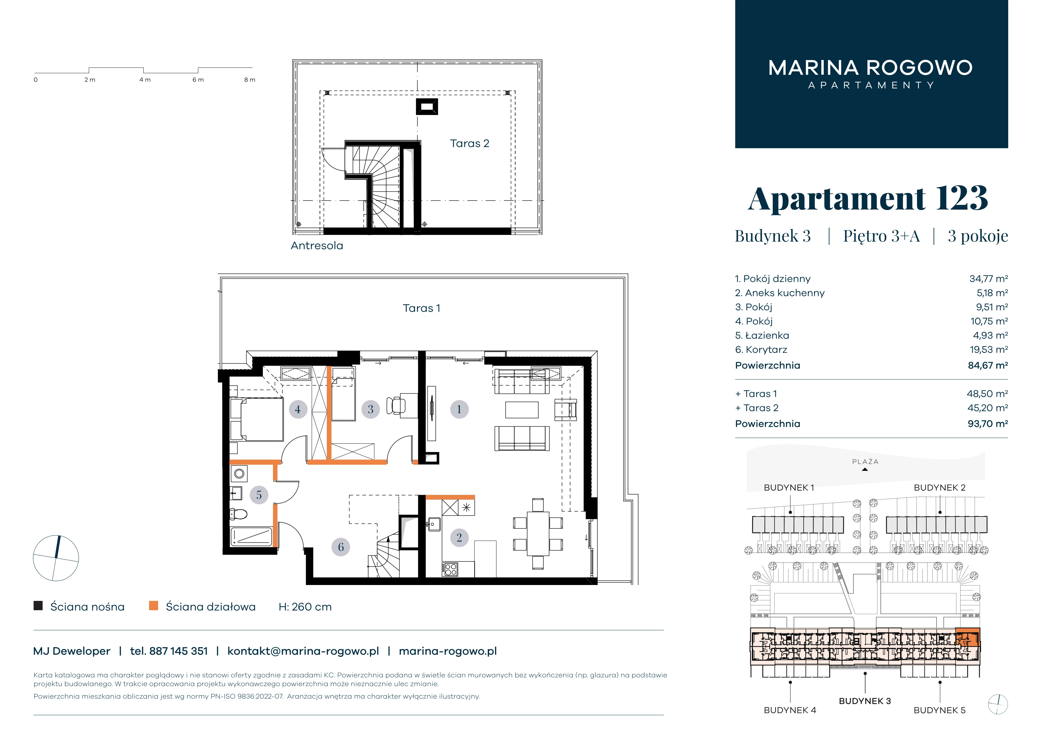 3 pokoje, apartament 84,67 m², piętro 3, oferta nr 123, Apartamenty Marina Rogowo, Rogowo, ul. Kołobrzeska