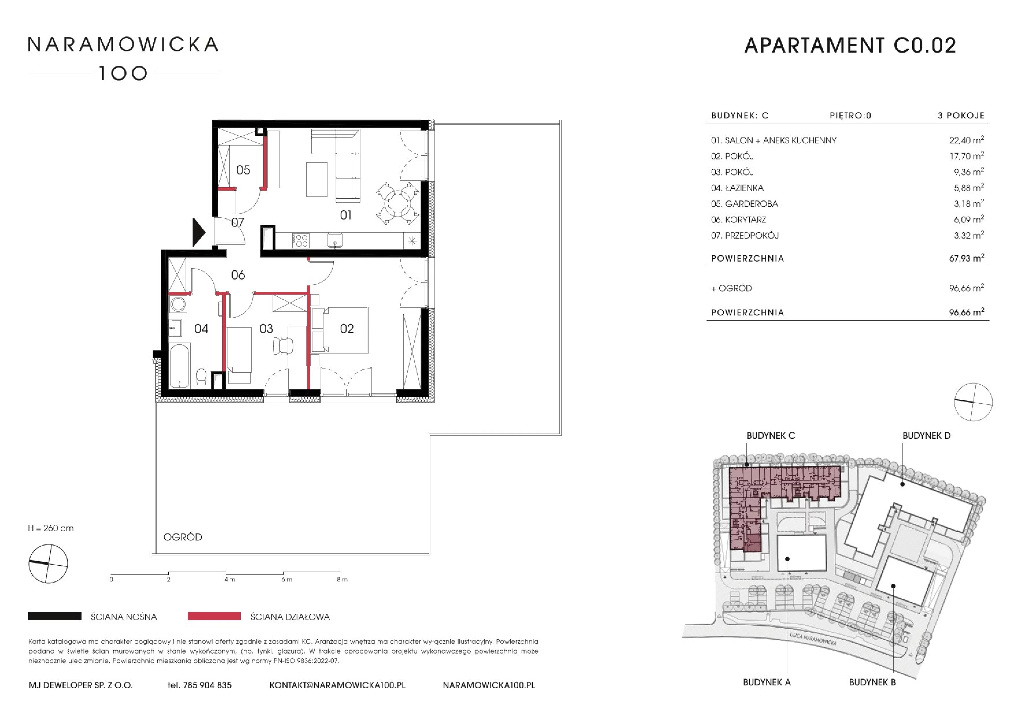 Mieszkanie 67,93 m², parter, oferta nr C 0.02, Naramowicka 100, Poznań, Winogrady, Winogrady, ul. Naramowicka 100