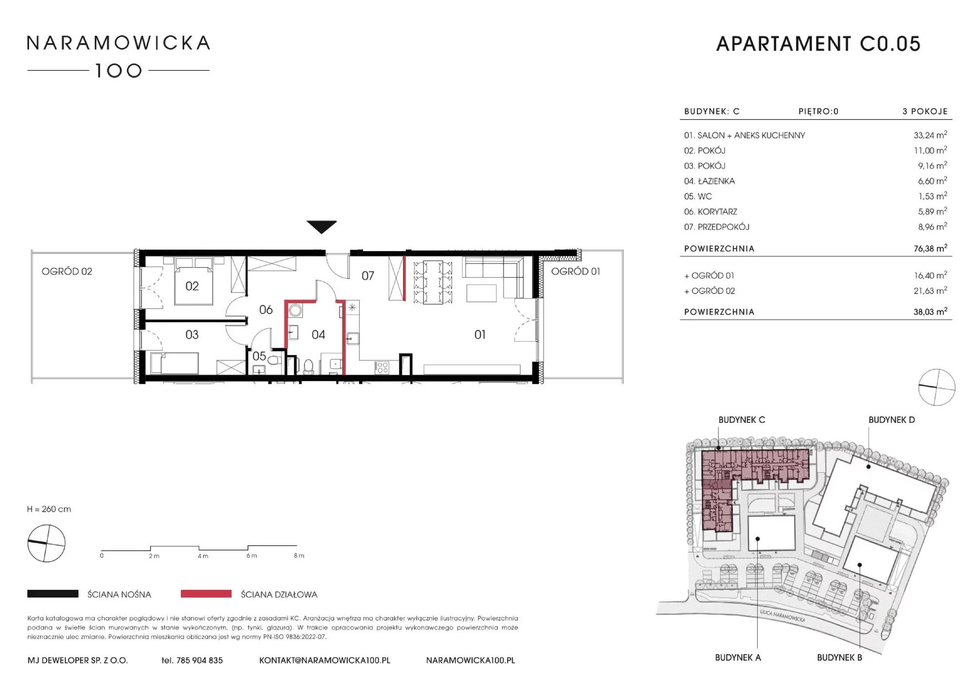 Mieszkanie 76,38 m², parter, oferta nr C 0.05, Naramowicka 100, Poznań, Winogrady, Winogrady, ul. Naramowicka 100-idx