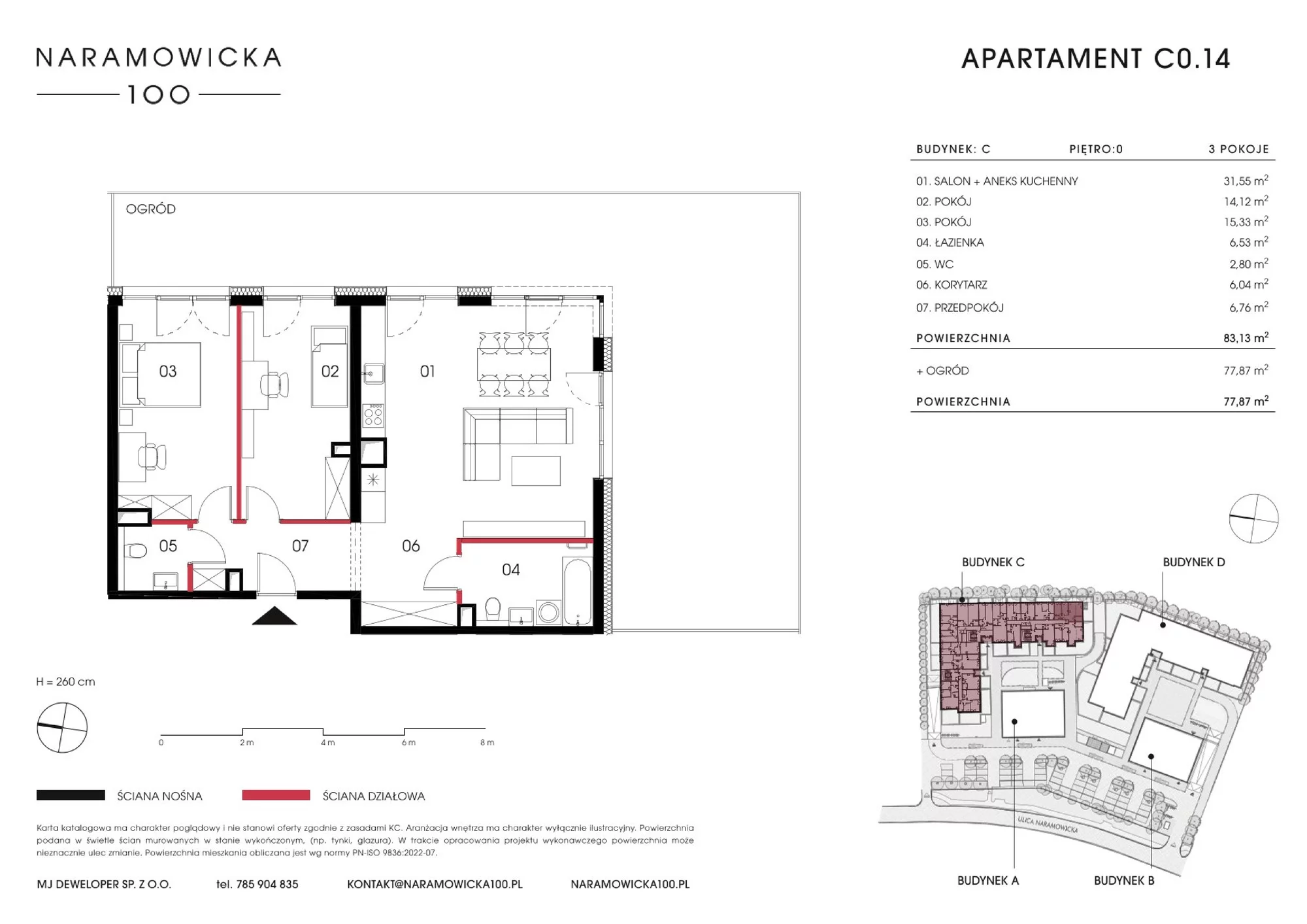 Mieszkanie 83,13 m², parter, oferta nr C 0.14, Naramowicka 100, Poznań, Winogrady, Winogrady, ul. Naramowicka 100