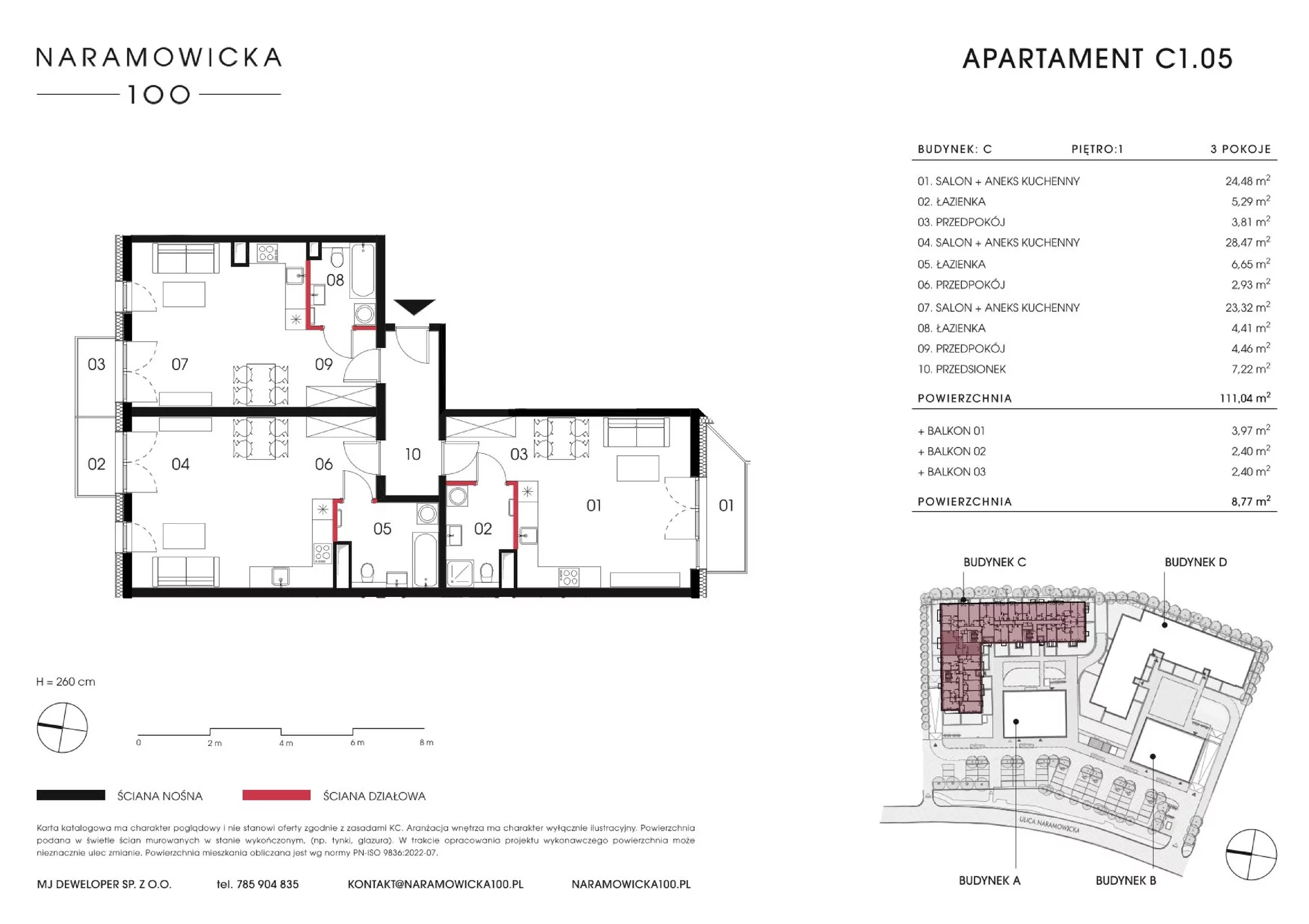 Mieszkanie 111,04 m², piętro 1, oferta nr C 1.05, Naramowicka 100, Poznań, Winogrady, Winogrady, ul. Naramowicka 100